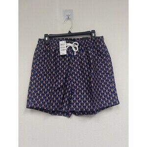INC Mens Size M Navy Blue Bicho Geometric Print Swim Shorts Medium